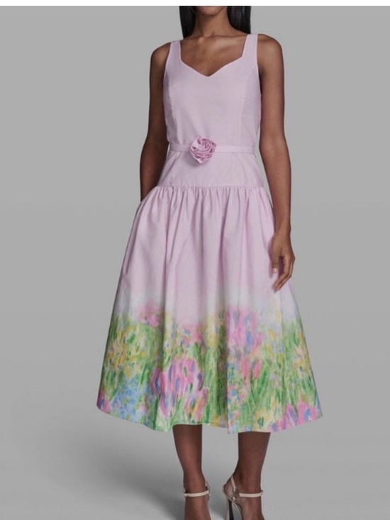 Karl Lagerfeld Dresses & Skirts - Karl Lagerfeld Pink Floral Dip-Dye Midi Dress
